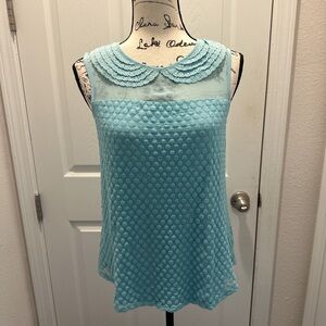 LC Lauren Conrad Sky Blue Textured Sleeveless Blouse